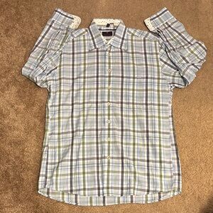 Haupt Men's Plaid Button-Up Shirt - Light Blue & Green